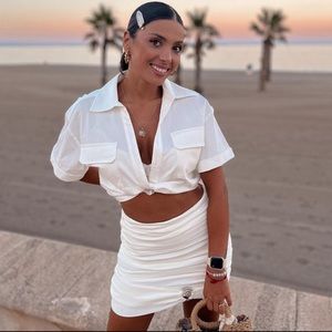 NWT Zara 2 Piece Crop Top And Draped Mini Skirt